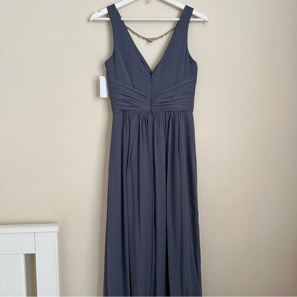 NWT Jenny Packham V Neckline Floor Length Chiffon Dress - Picture 3 of 9